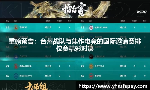 重磅预告：台州战队与焦作电竞的国际邀请赛排位赛精彩对决